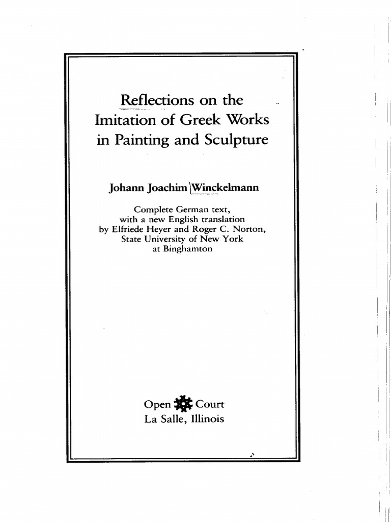 Reflection of The Imitation of Greek Works in Painting and Sculpture by ...