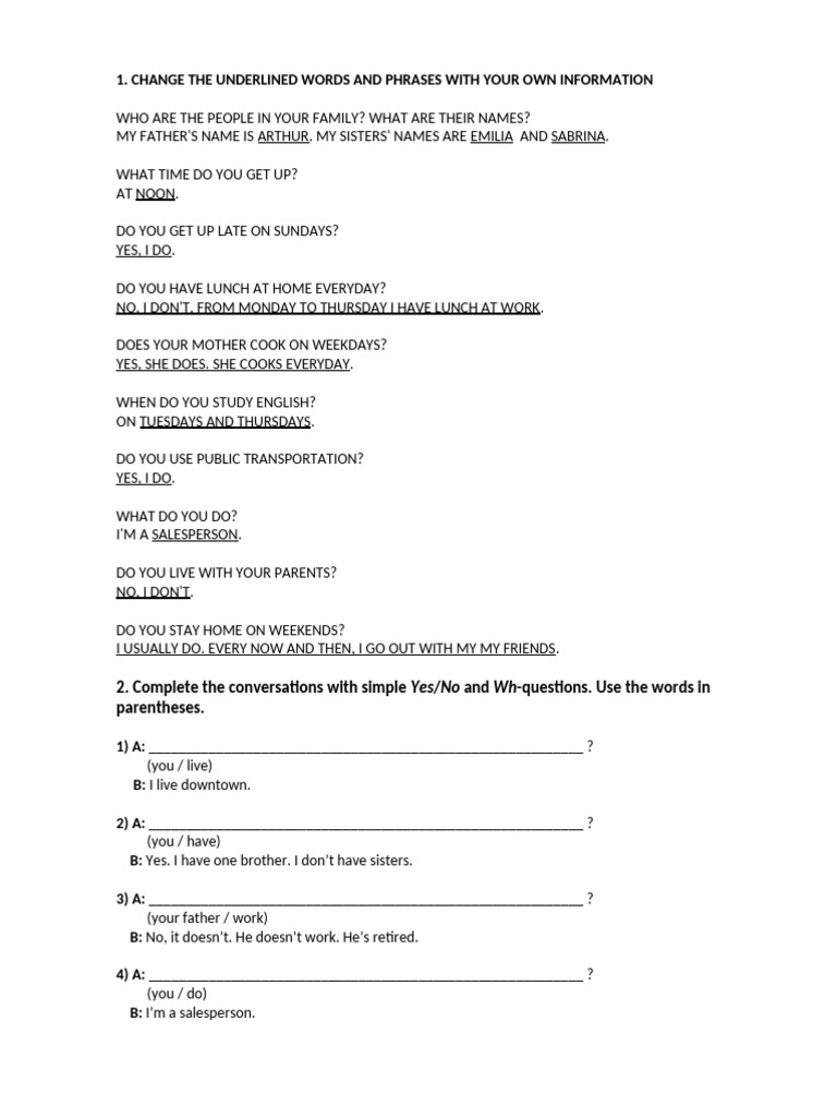 Family and Daily Routine Questionnaire | PDF