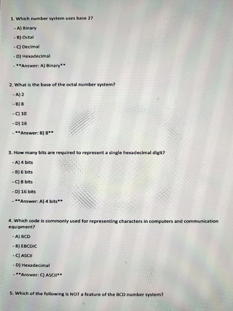 Number System Representation Quiz | PDF | Binary Coded Decimal | Lexicology
