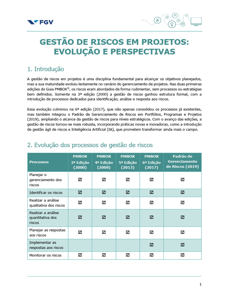 Evolução da Gestão de Riscos em Projetos | PDF | Desenvolvimento ágil ...