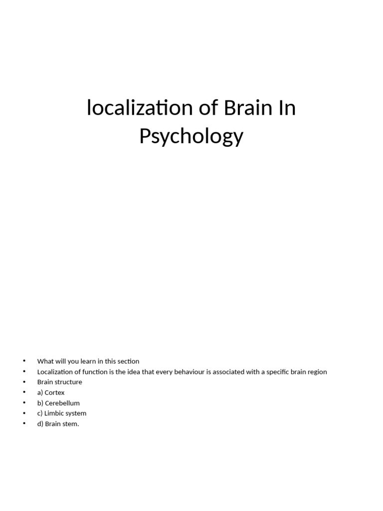 Brain Function Localization Explained | PDF | Lateralization Of Brain ...