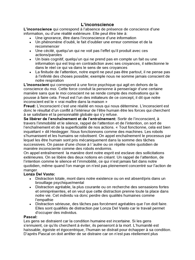 Comprendre l'inconscience humaine | PDF | Conscience | Inconscient