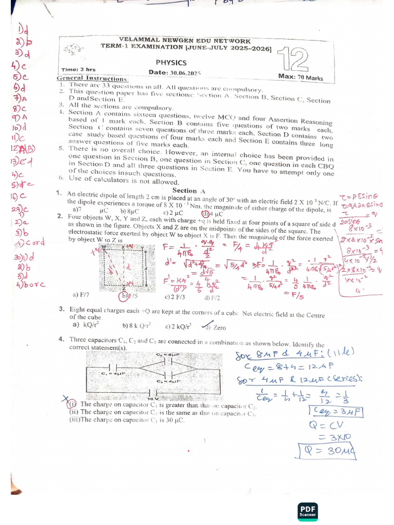 g12 Phy Term 1 Answers Part-1 | PDF