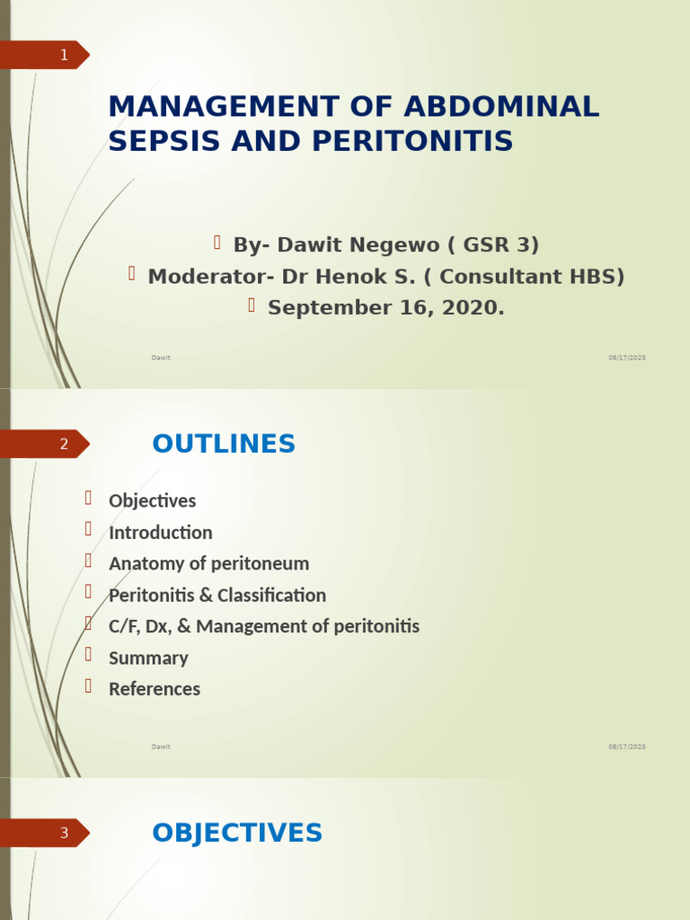 Peritonitis Management 2020. | PDF | Peritoneum | Gastrointestinal Tract