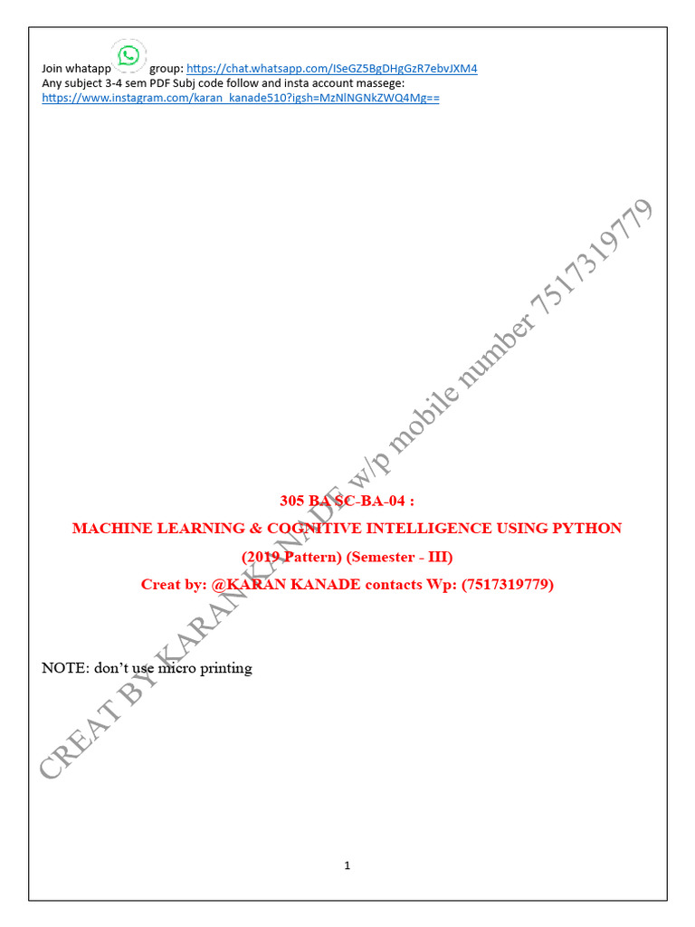 305 Ba Sc Mlc Intelligence Using Python_unlocked | PDF | Machine ...