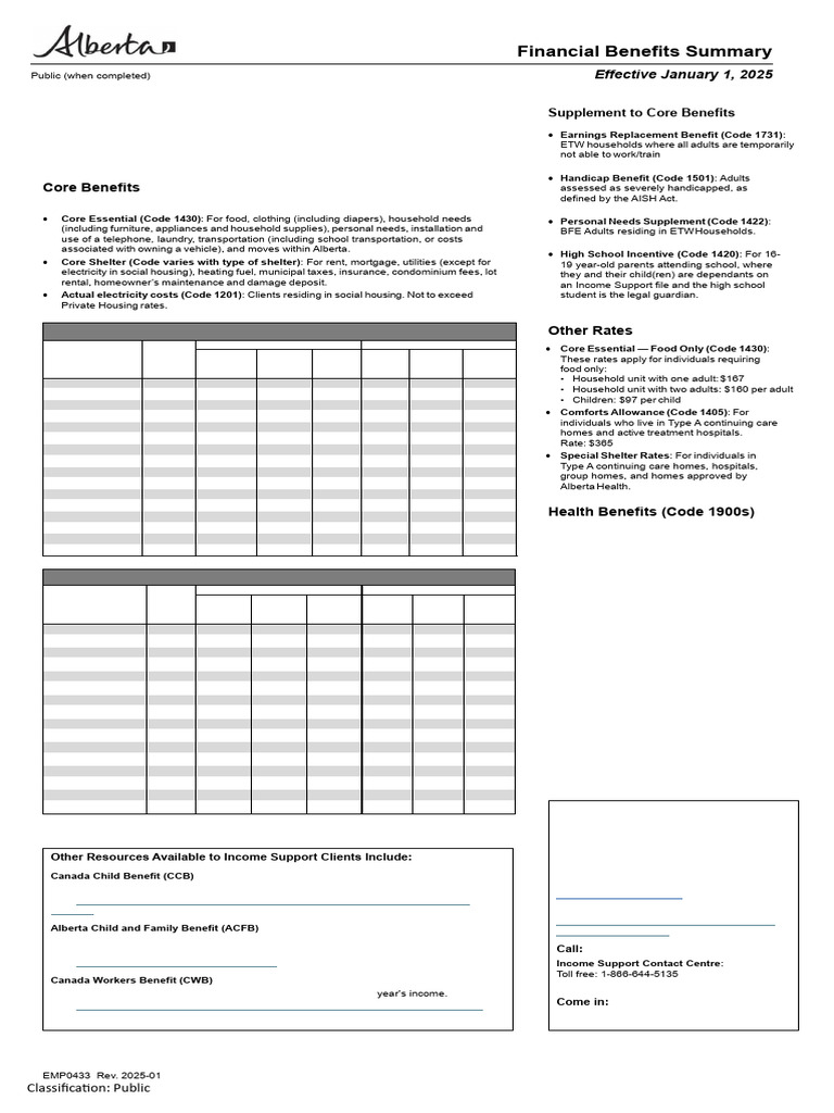 Income Support Financial Benefits Overview | PDF | Cost Of Living ...