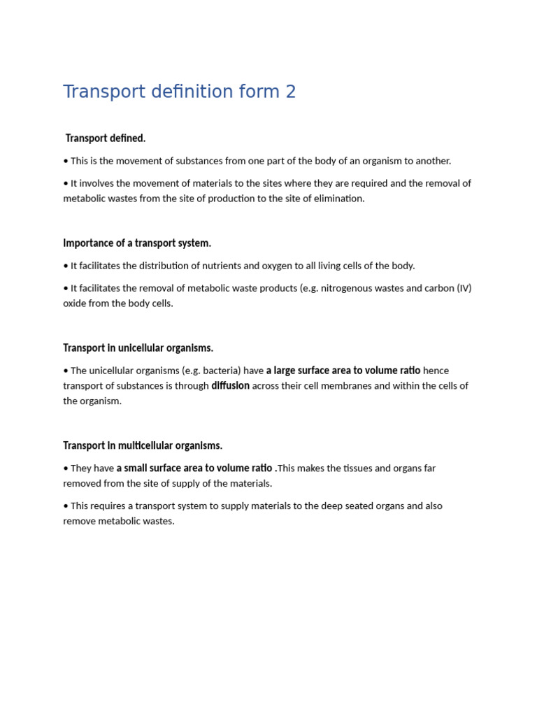Transport Definition Form 2 | PDF