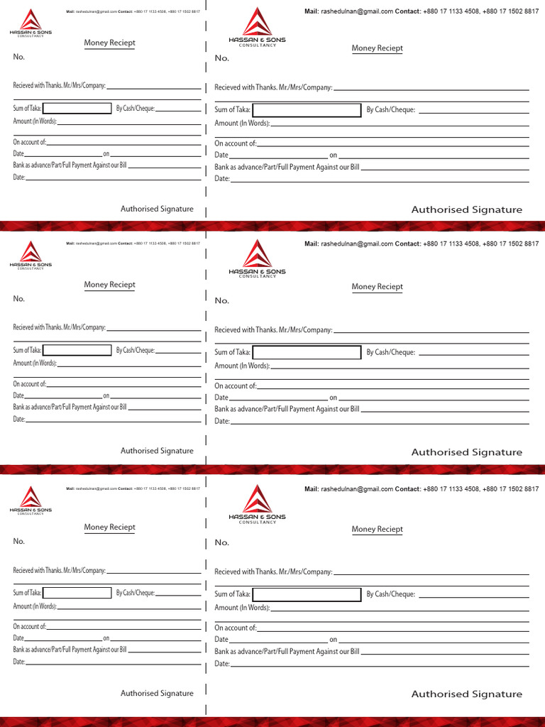 Money Receipt Template for Payments | PDF | Cheque | Receipt