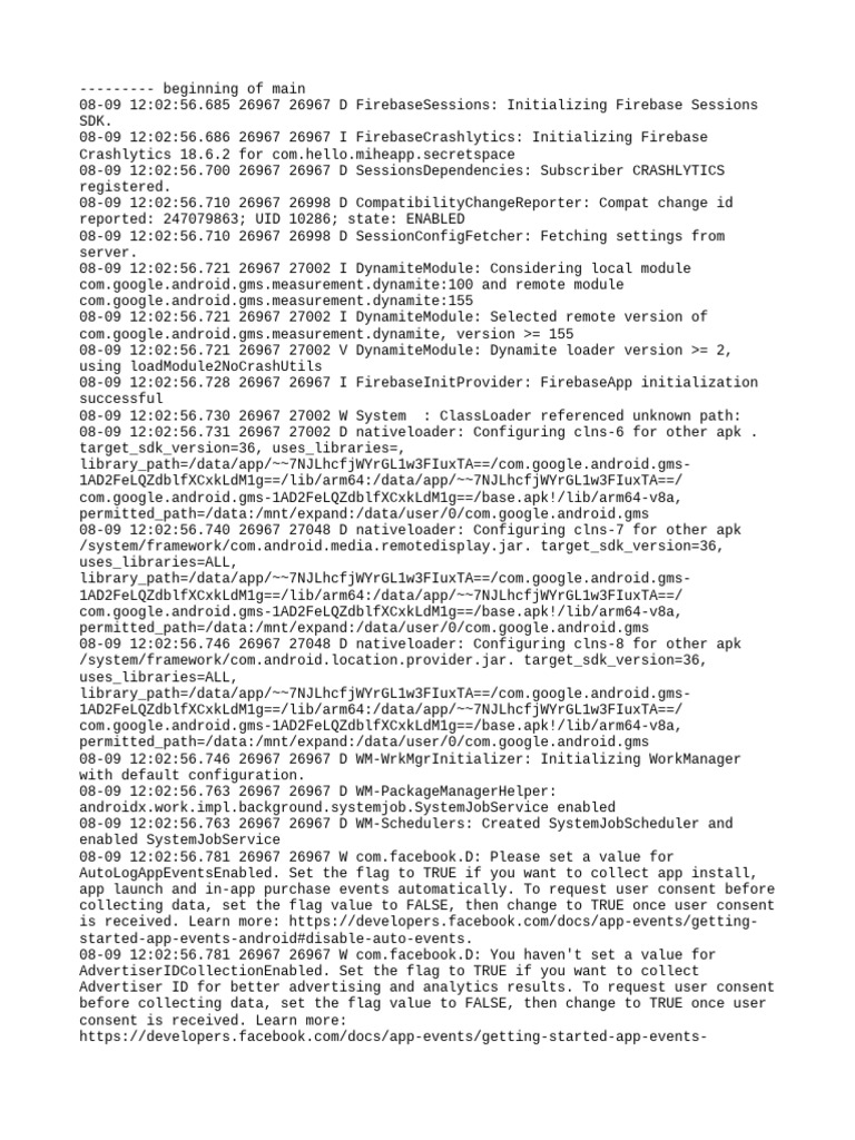 Com - Hello.miheapp - Secretspace Logcat | PDF | Facebook | Computing