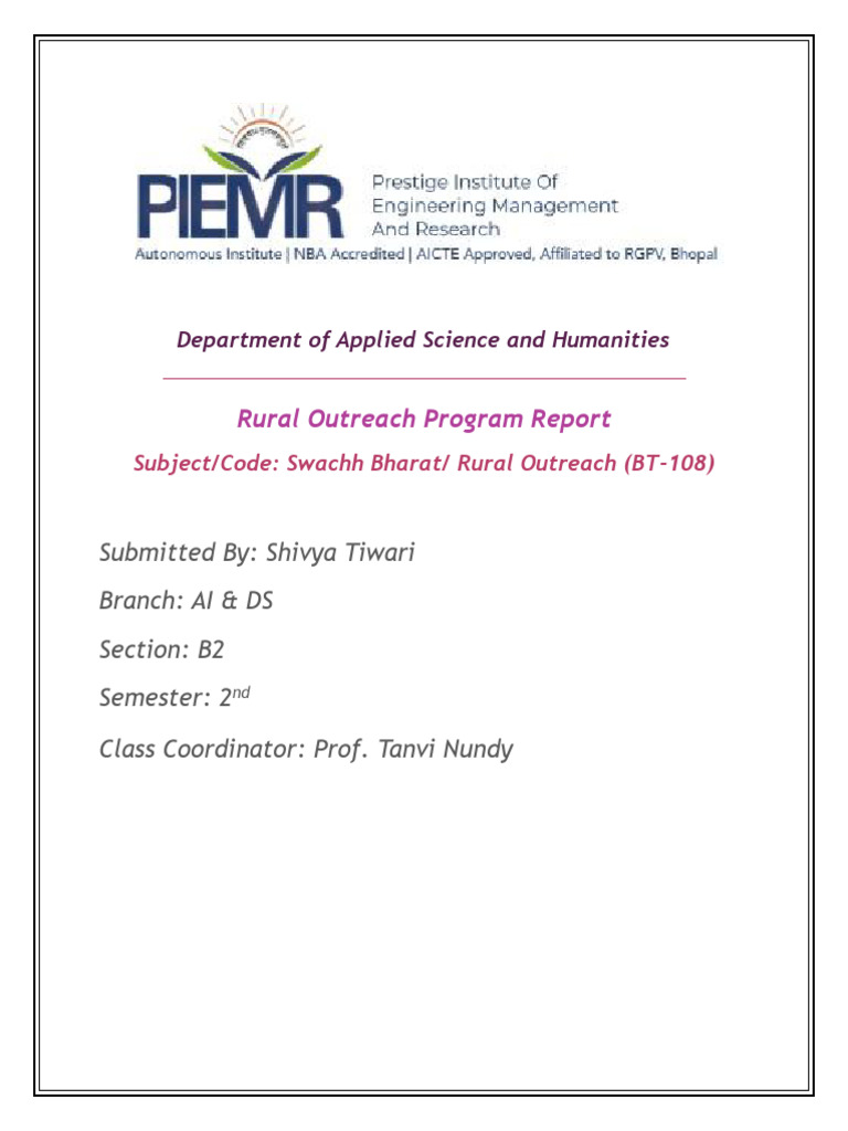 ShivyaB2_Rural Outreach Report (1) | PDF | Sanitation | Agriculture