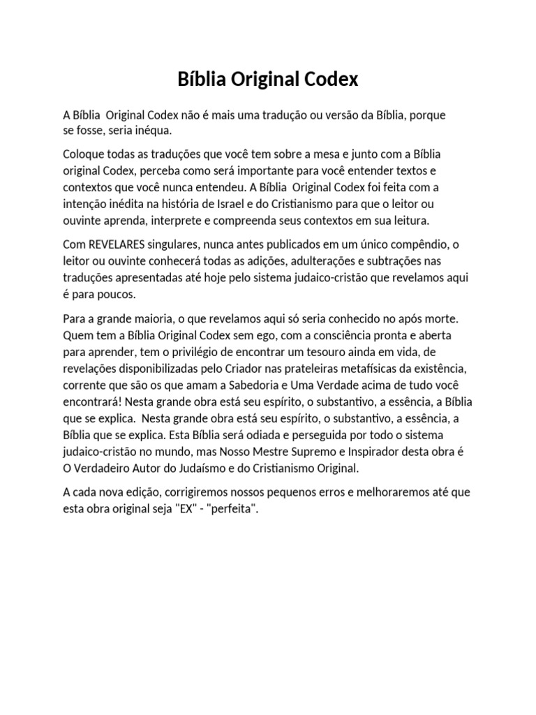 Bíblia Original Codex: Revelações Exclusivas | PDF | Jesus | Oração