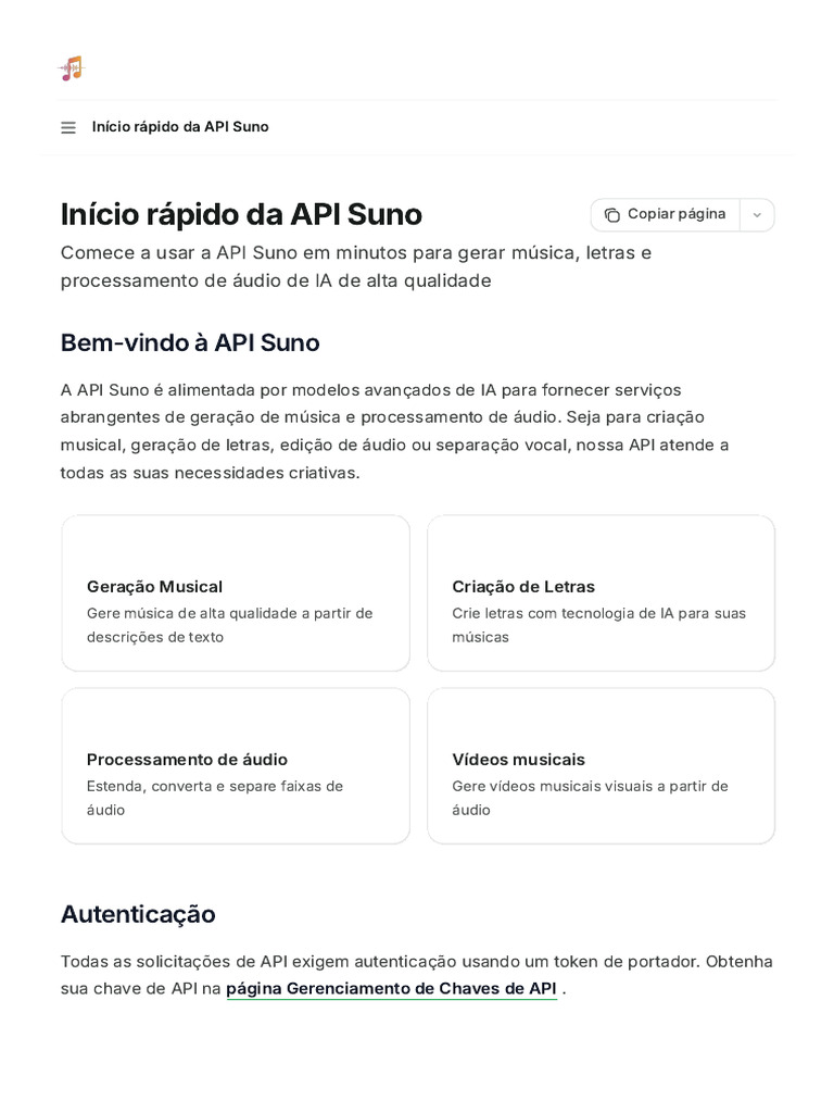 Início Rápido da API Suno | PDF | Musicologia