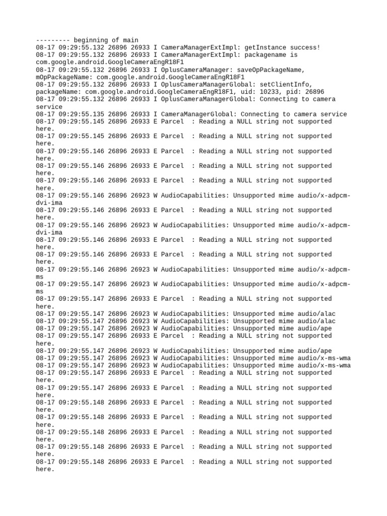 Camera Service Connection Logs | PDF | System Software | Computer ...