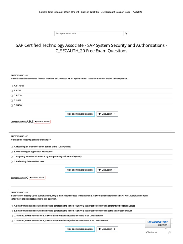 SAP Security Certification C_SECAUTH_20 | PDF | Computing | Software