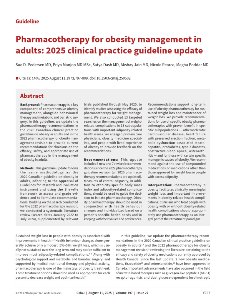 Pharmacotherapy For Obesity Management | PDF | Obesity | Prediabetes