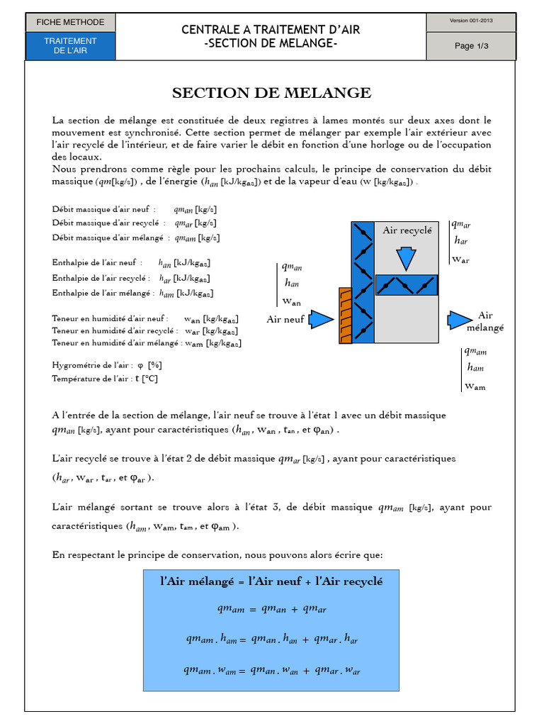 Calcul du Débit d'Air Mélangé PDF Atmosphère de la Terre Humidité — free download