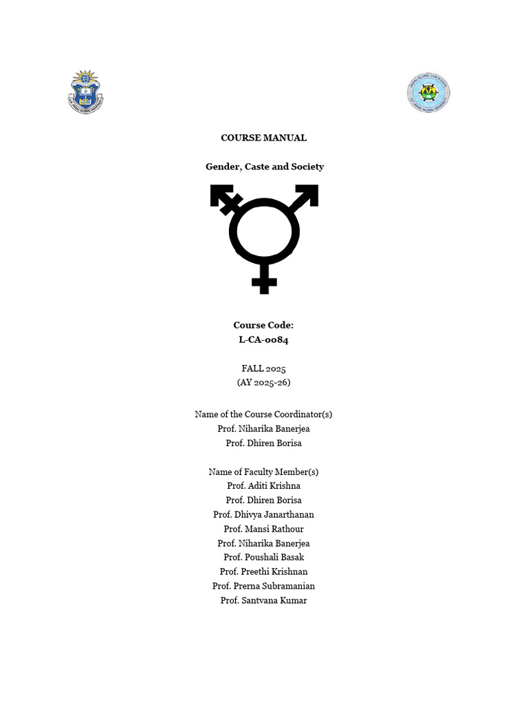 Gender Caste & Society Fa 25 - BComLLB - SecD | PDF | Intersectionality ...