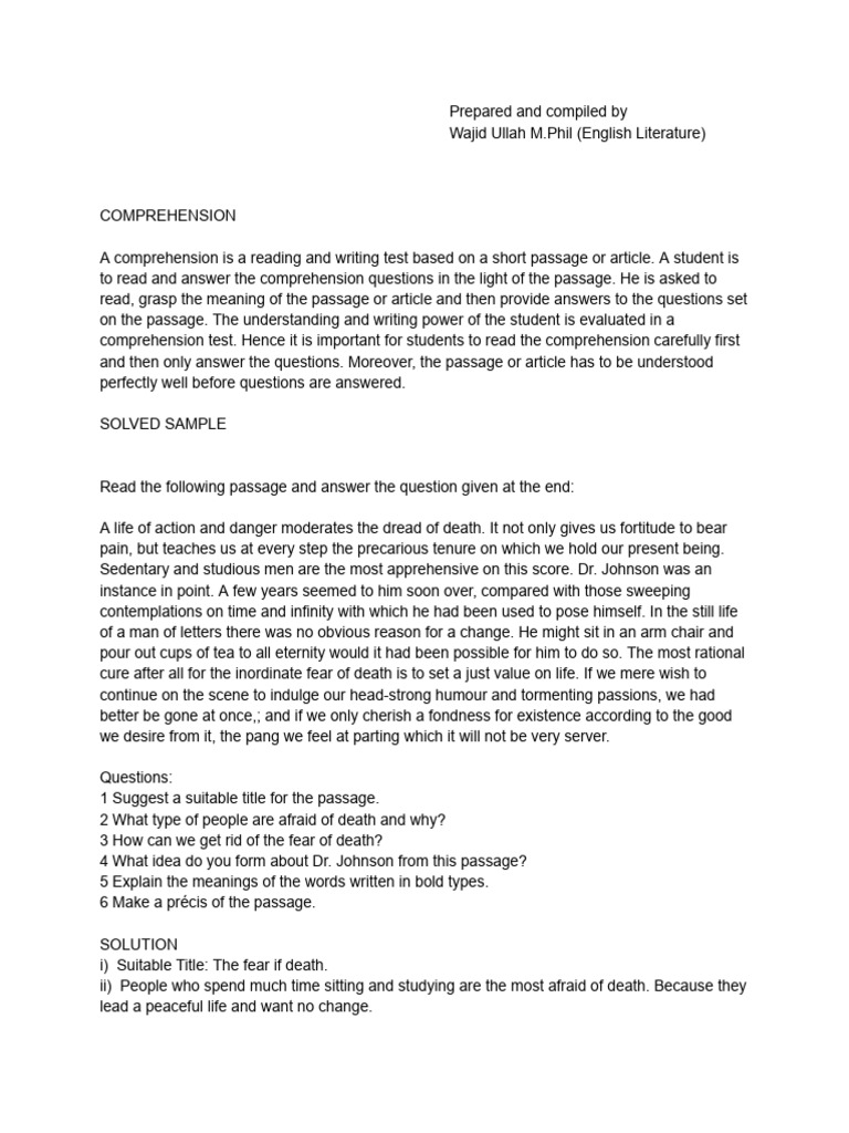 Comprehension Test Guidelines and Insights | PDF