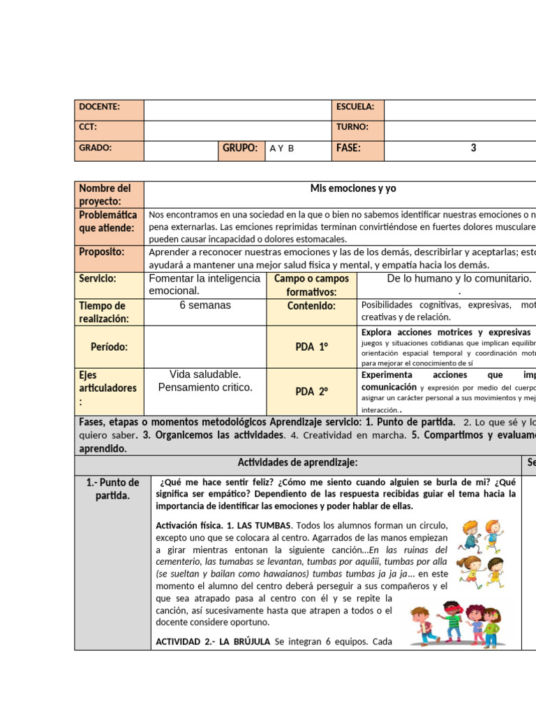 Proyecto de Inteligencia Emocional Escolar | PDF | Las emociones ...