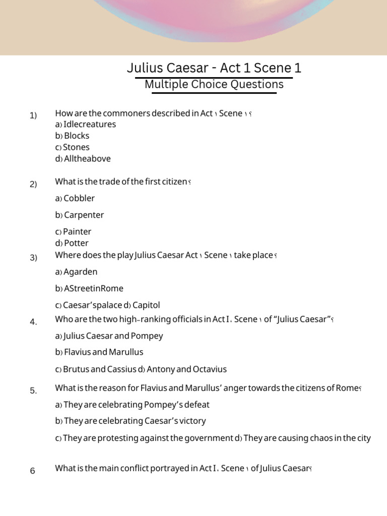 Julius Caesar Act 1 Scene 1 Overview | PDF | Julius Caesar | Ancient Rome