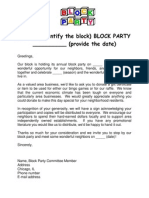 Sample Block Party Donation Solicitation Letter