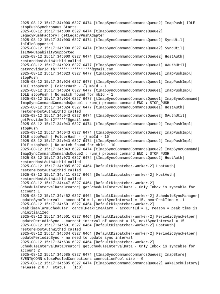 IMAP Sync Command Log Analysis | PDF | Internet Architecture | Internet ...