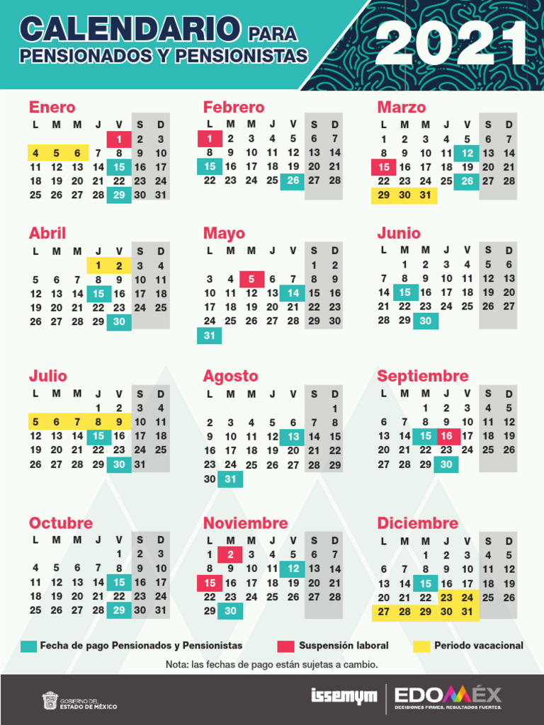 Calendario de Pagos 2025 ISSSTE | PDF