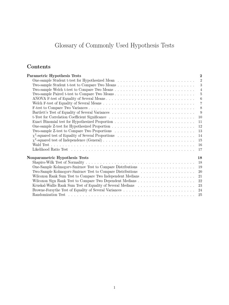 Common Hypothesis Tests Explained | PDF | Student's T Test | F Test