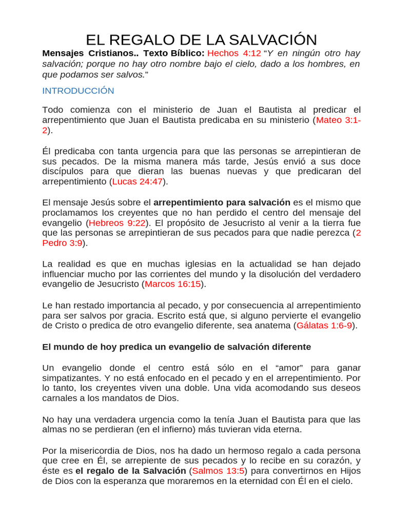 El Regalo de La Salvación | PDF | Salvación | Jesús