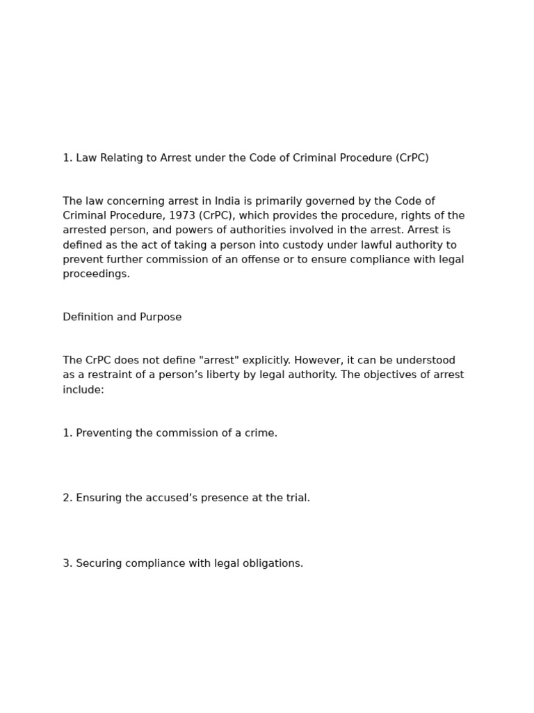 Arrest Laws Under CrPC in India | PDF | Criminal Procedure In South ...