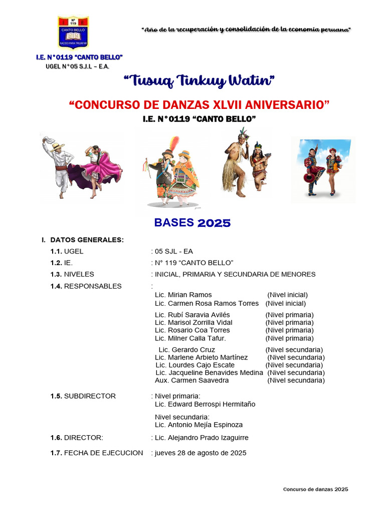 Concurso de Danzas 2025: Bases y Detalles | PDF | Bailes | Ejercicio físico