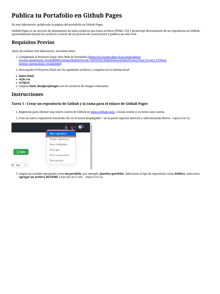 Publica tu Portafolio en GitHub Pages | PDF | Desarrollo de software ...