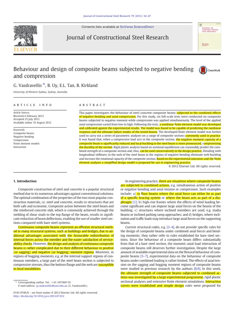 Composite Beams: Negative Bending & Compression | PDF | Beam (Structure ...