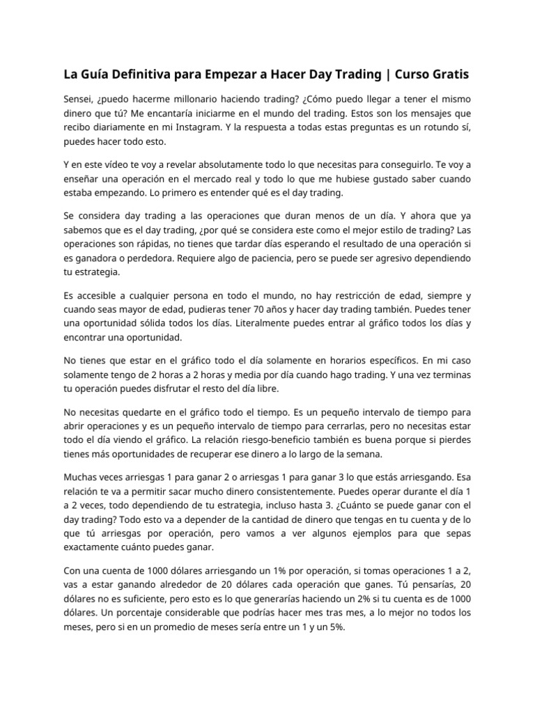 La Guía Definitiva para Empezar A Hacer Day Trading - Curso Gratis ...