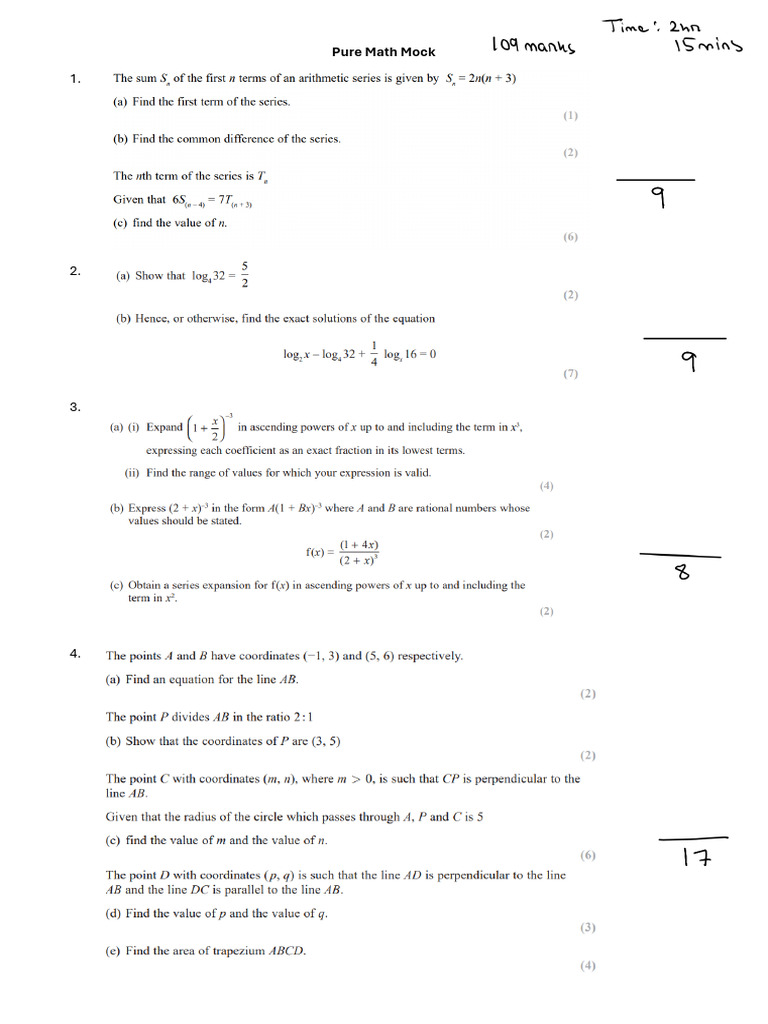 Pure Math Mock | PDF