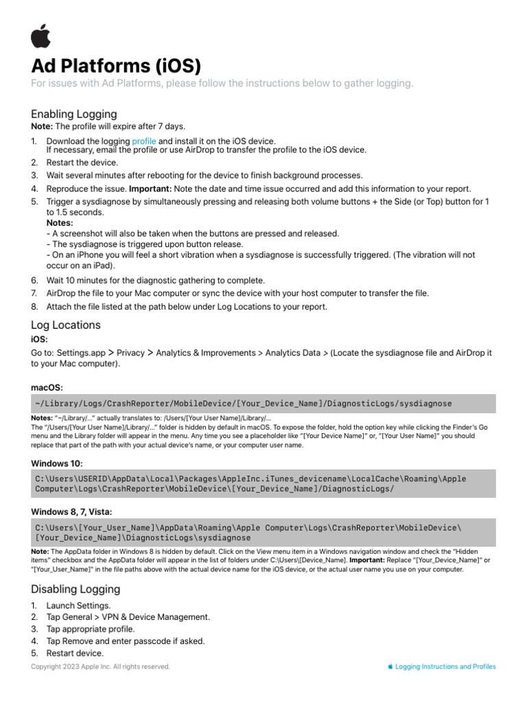 iOS Ad Platforms Logging Guide | PDF | Ios | System Software