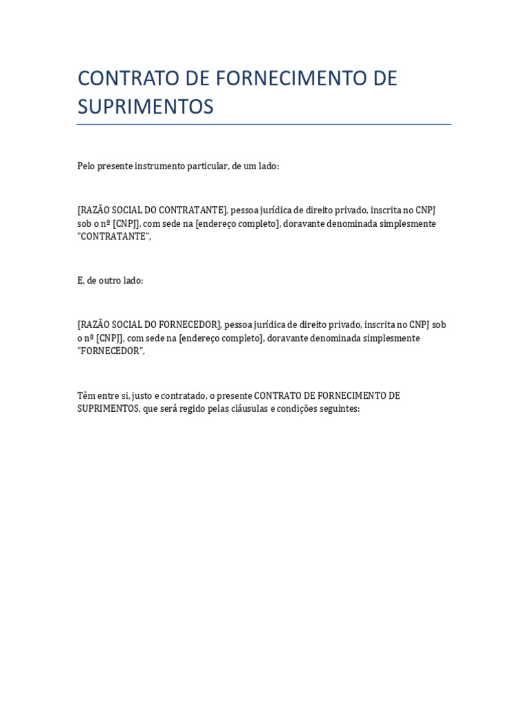 Contrato de Fornecimento de Suprimentos | PDF