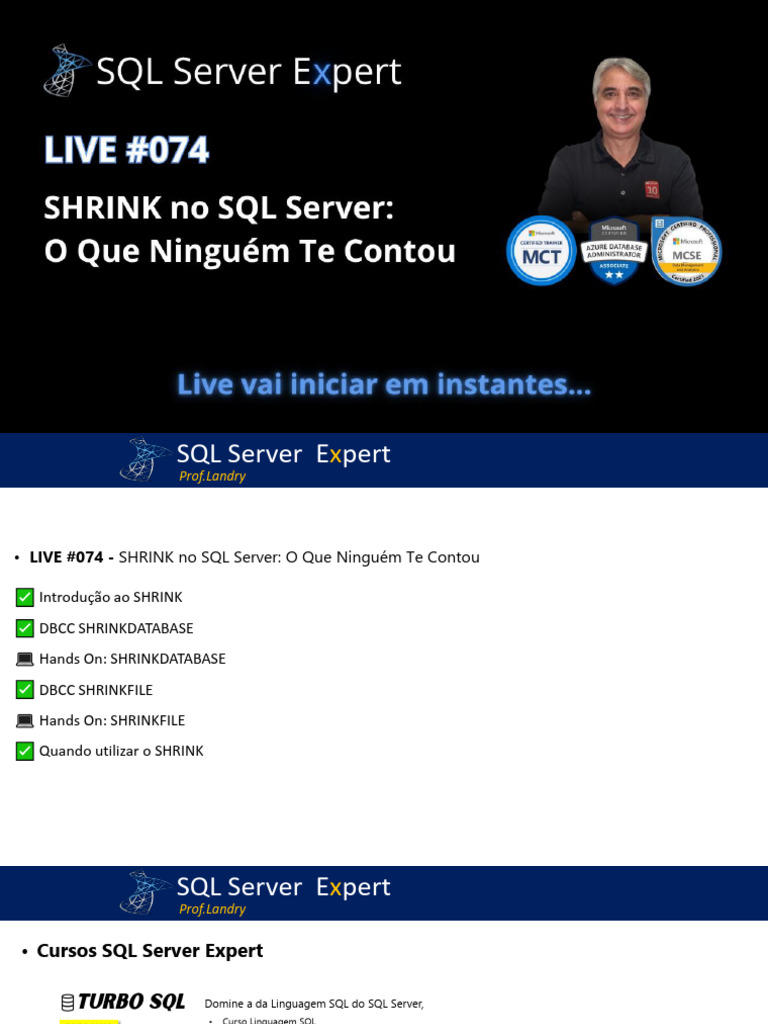 SHRINK no SQL Server: O Que Saber | PDF | Microsoft SQL Server | SQL