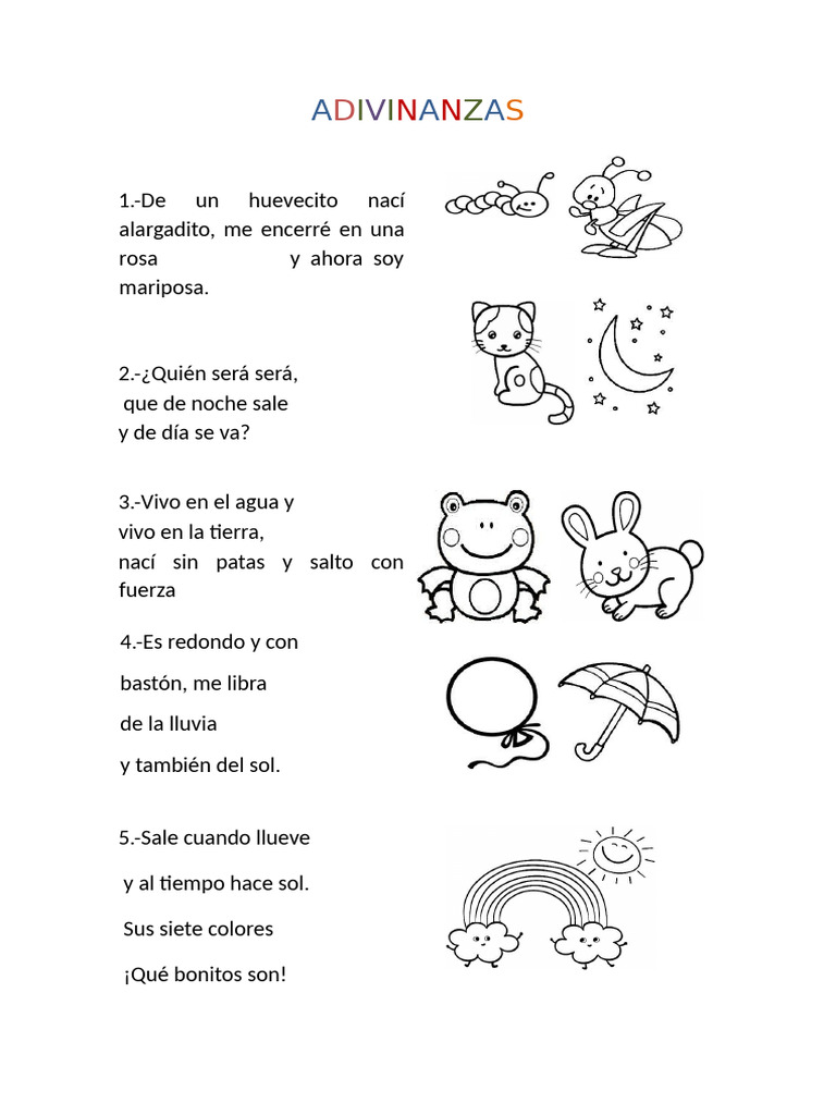Adivinanzas para niños de 5 años | PDF