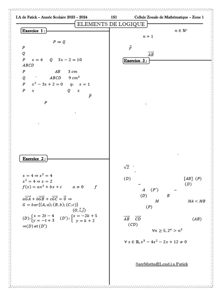 Logique et Raisonnement Mathématique 2023 | PDF | Mathématiques ...