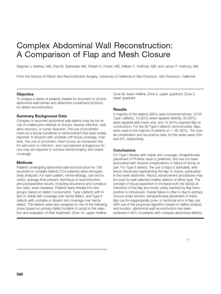 Flap vs. Mesh in Abdominal Reconstruction | PDF | Abdomen | Wound