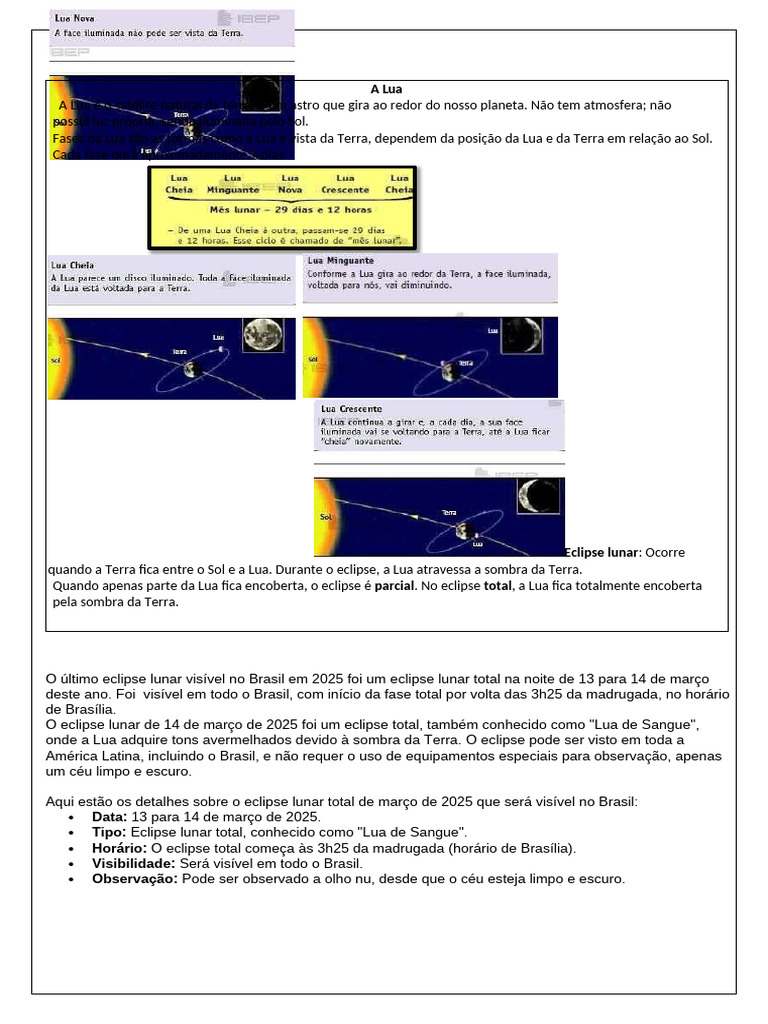 Eclipse Lunar Total no Brasil 2025 | PDF | Lua | Eclipse