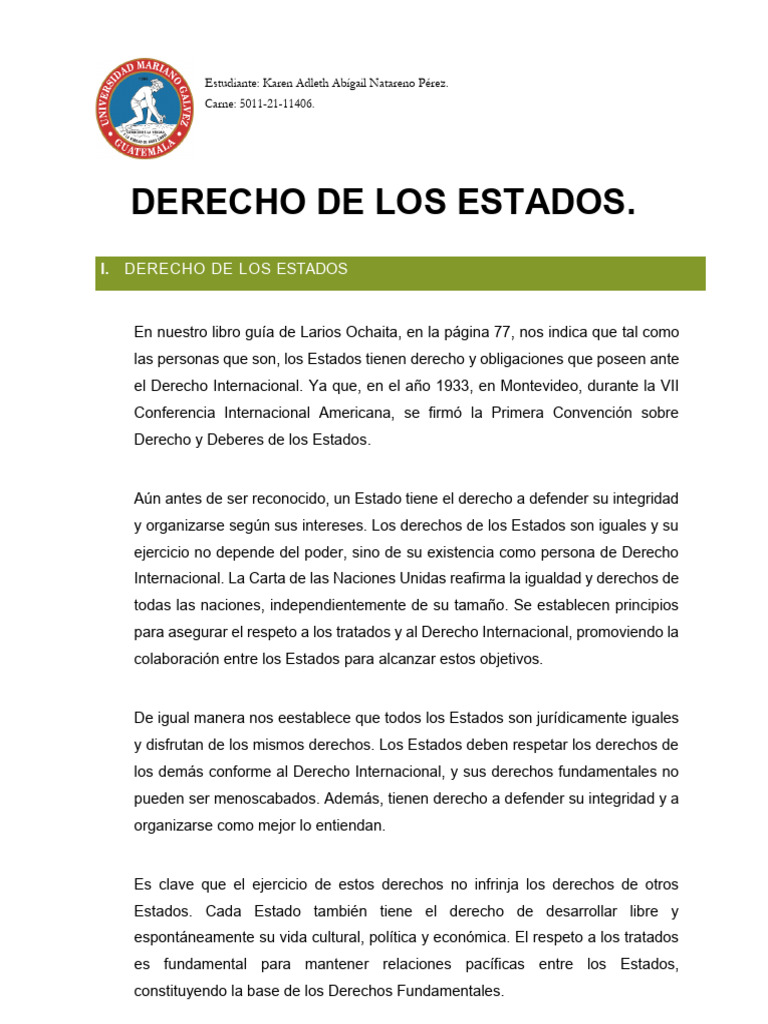 Derechos Fundamentales de los Estados | PDF | Estado (política) | Ley ...