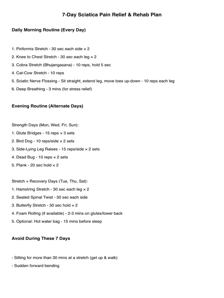 Workouts For Sciatica Relief | PDF