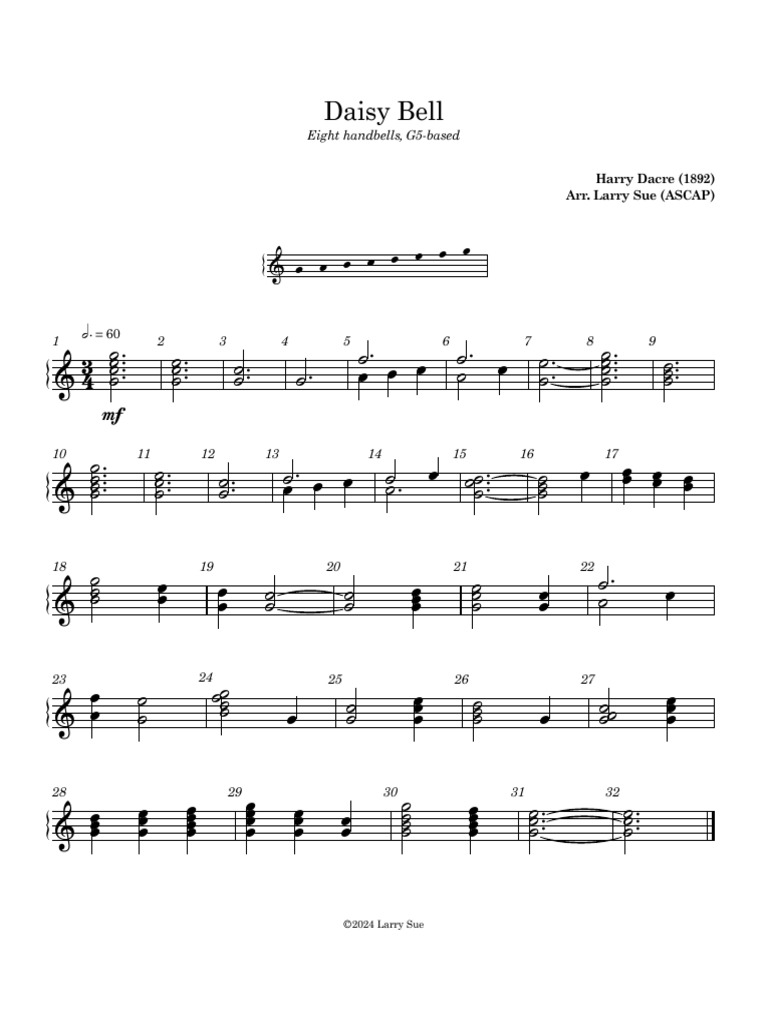 Daisy Bell Sheet Music for Flute | PDF