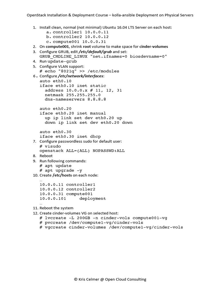 OpenStack Kolla-Ansible Setup Guide | PDF