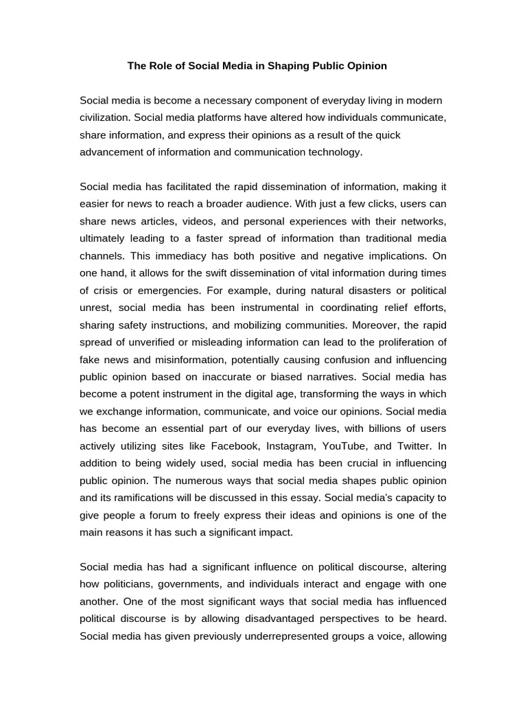 Social Media's Impact on Public Opinion | PDF | Social Media | Popular ...