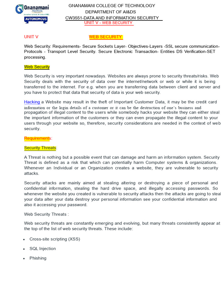 Web Security Essentials and Protocols | PDF | Transport Layer Security ...