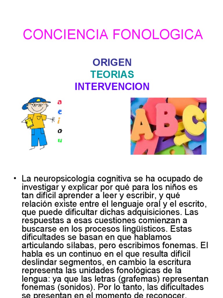 Conciencia Fonológica y Métodos de Enseñanza | PDF | Palabra | Lectura ...