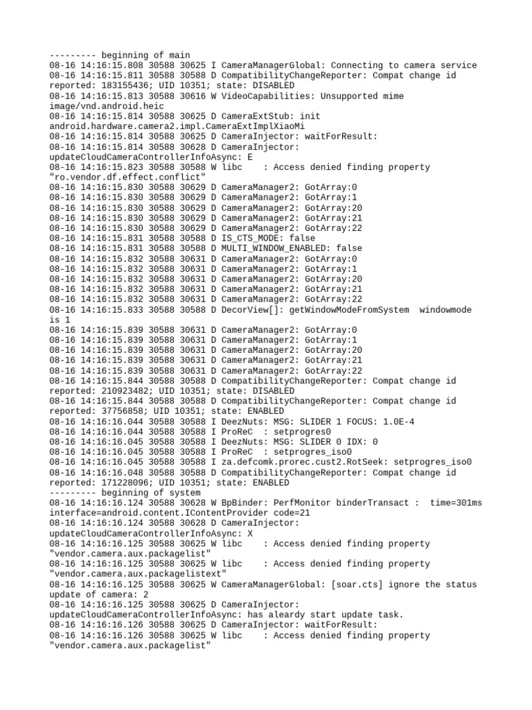 Camera Service Connection Logs | PDF | Software Engineering | Computer ...